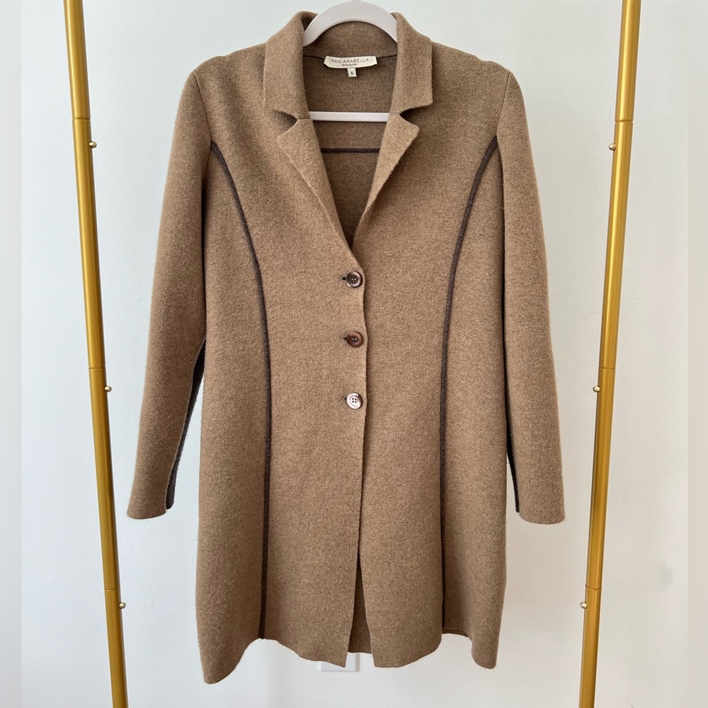 Rani Arabella 100% Cashmere Gray and Tan sweater jacket